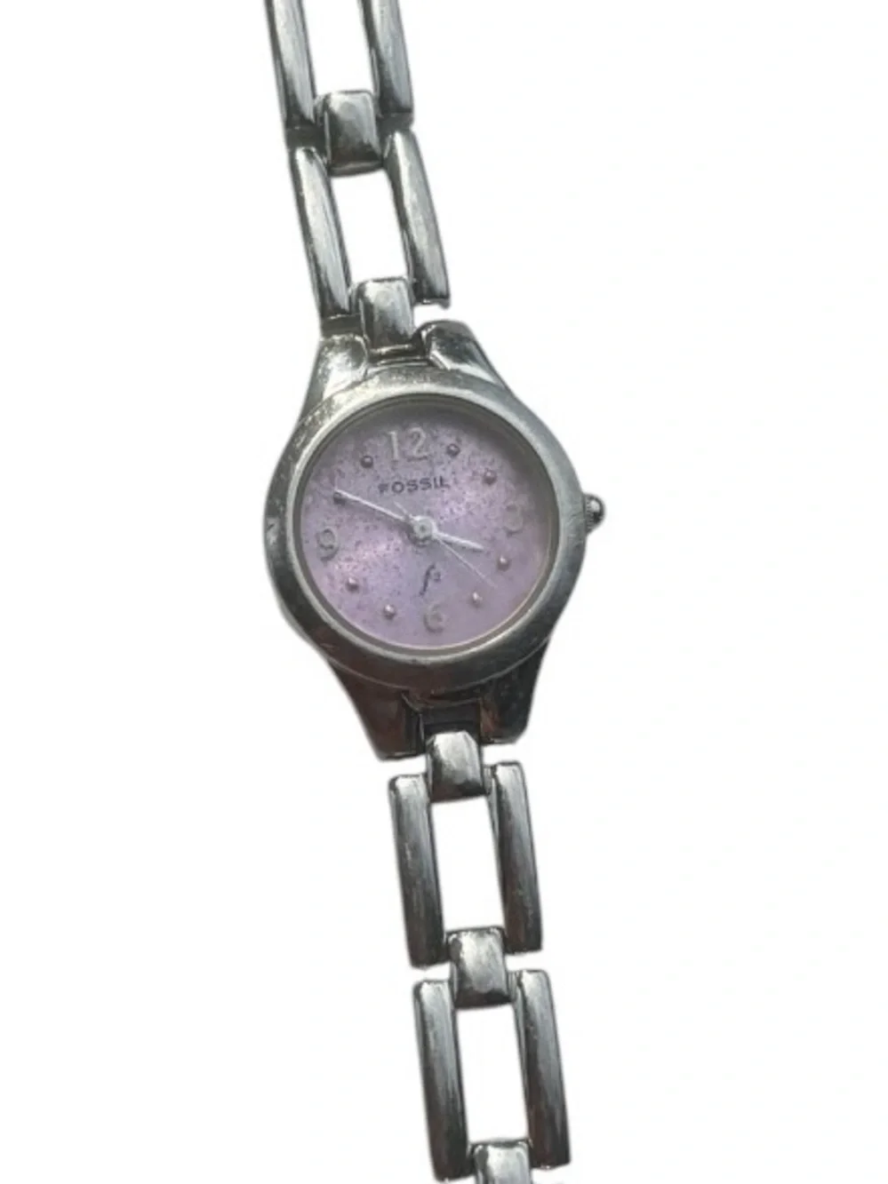 Fossil F2 ES-9091 Women’s Purple Dial Silver Watch – Needs Battery